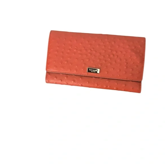Kate Spade Alexander Avenue Isabeli Crossbody Wallet Ostrich Leather Ember Orang - Picture 6 of 6